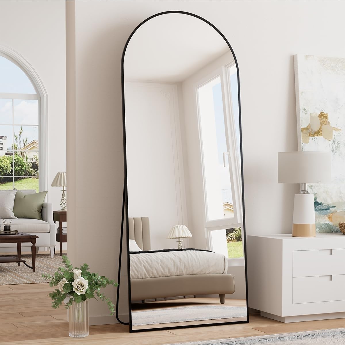 Mirrorae Arched Full Length Mirror 70 x 26 Inch, Black