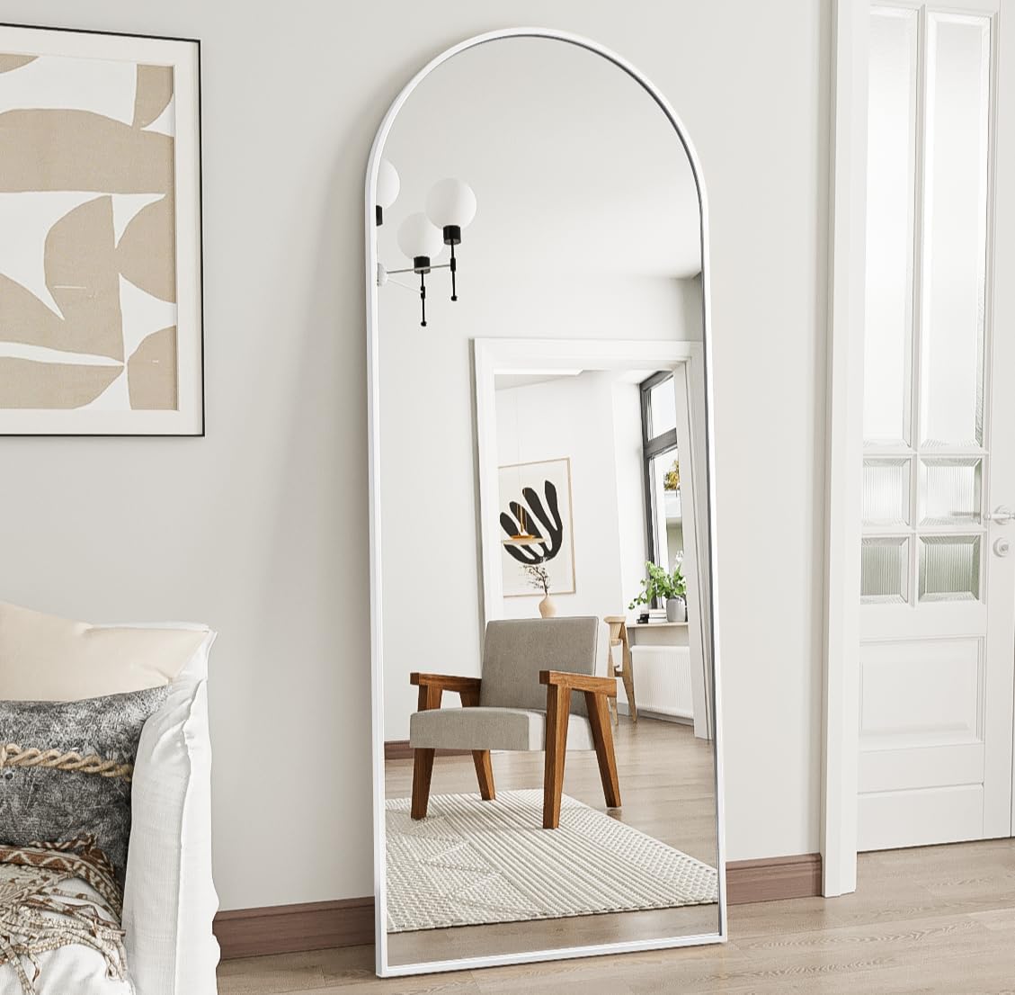 Mirrorae Arched Full Length Mirror 70 x 26 Inch, Black