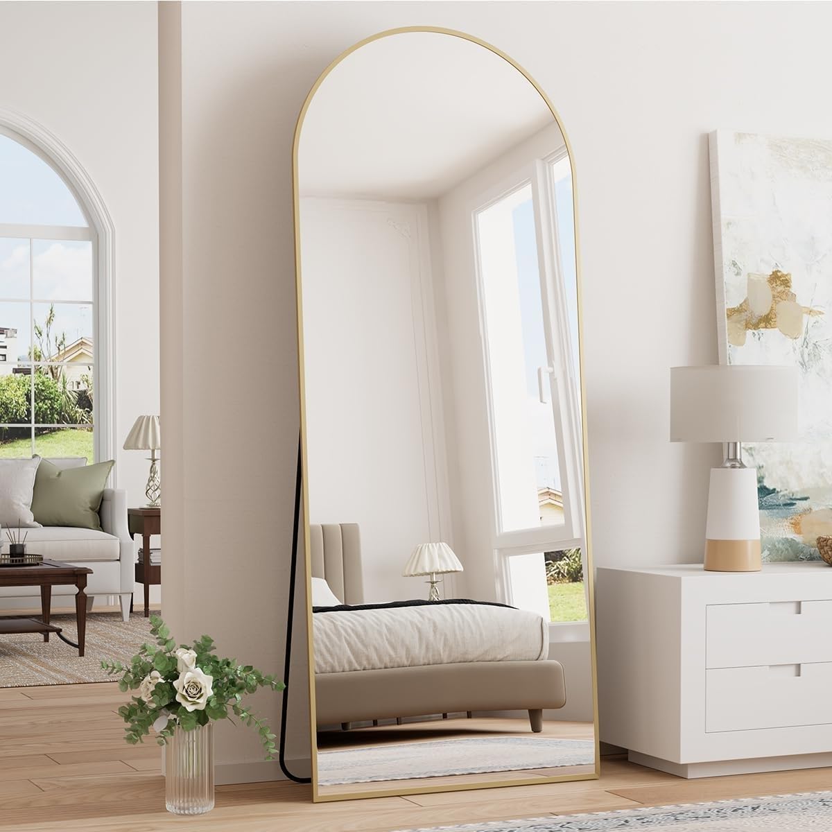 Mirrorae Arched Full Length Mirror 70 x 26 Inch, Black