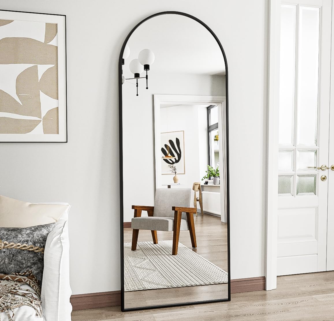Mirrorae Arched Full Length Mirror 70 x 26 Inch, Black