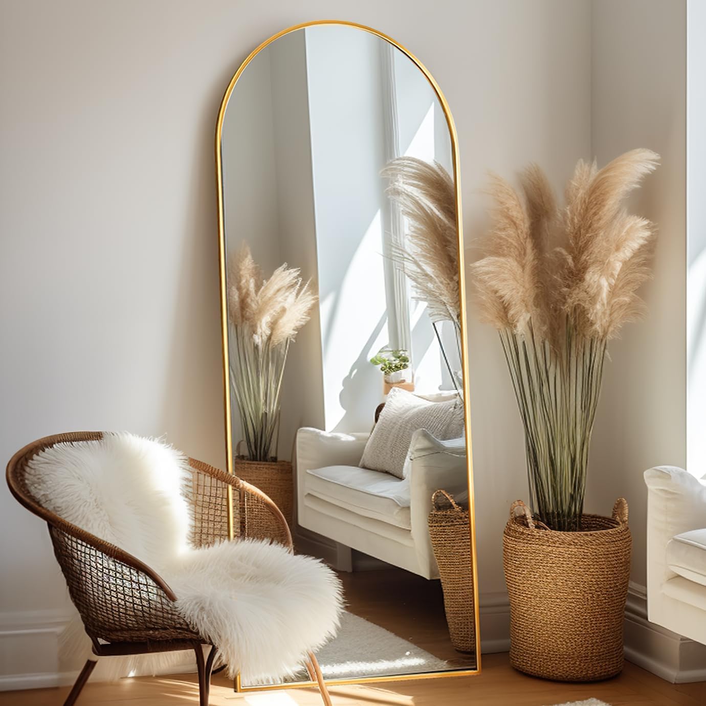 Mirrorae Arched Full Length Mirror 70 x 26 Inch, Black