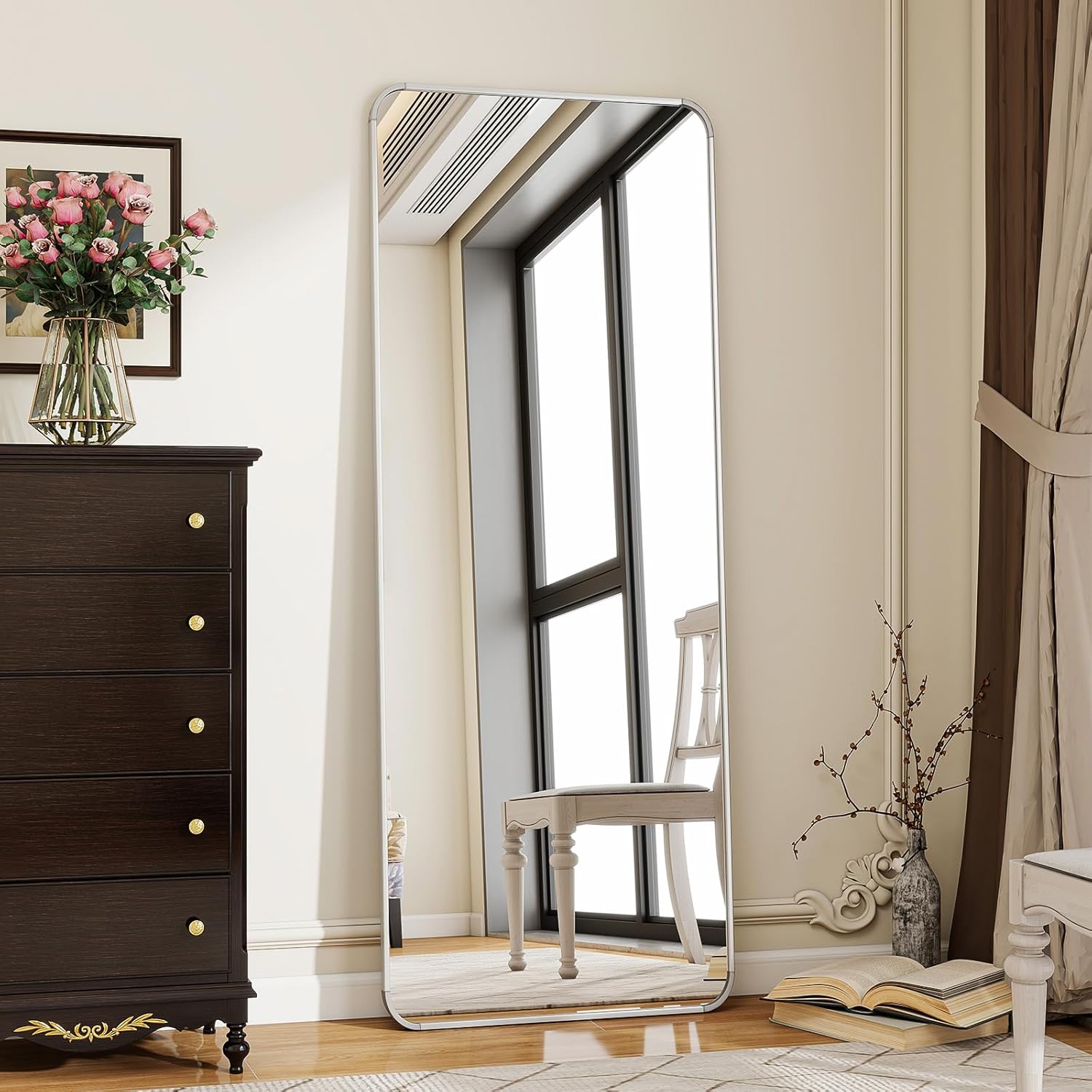 Mirrorae Full Length Floor Mirror 56 x 21 Inch, Black