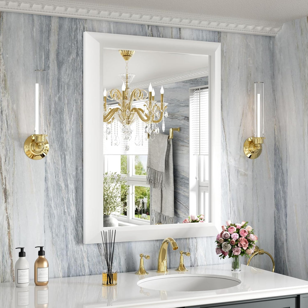 Mirrorae Bathroom Wall Mirror 36 x 32 Inch, Black