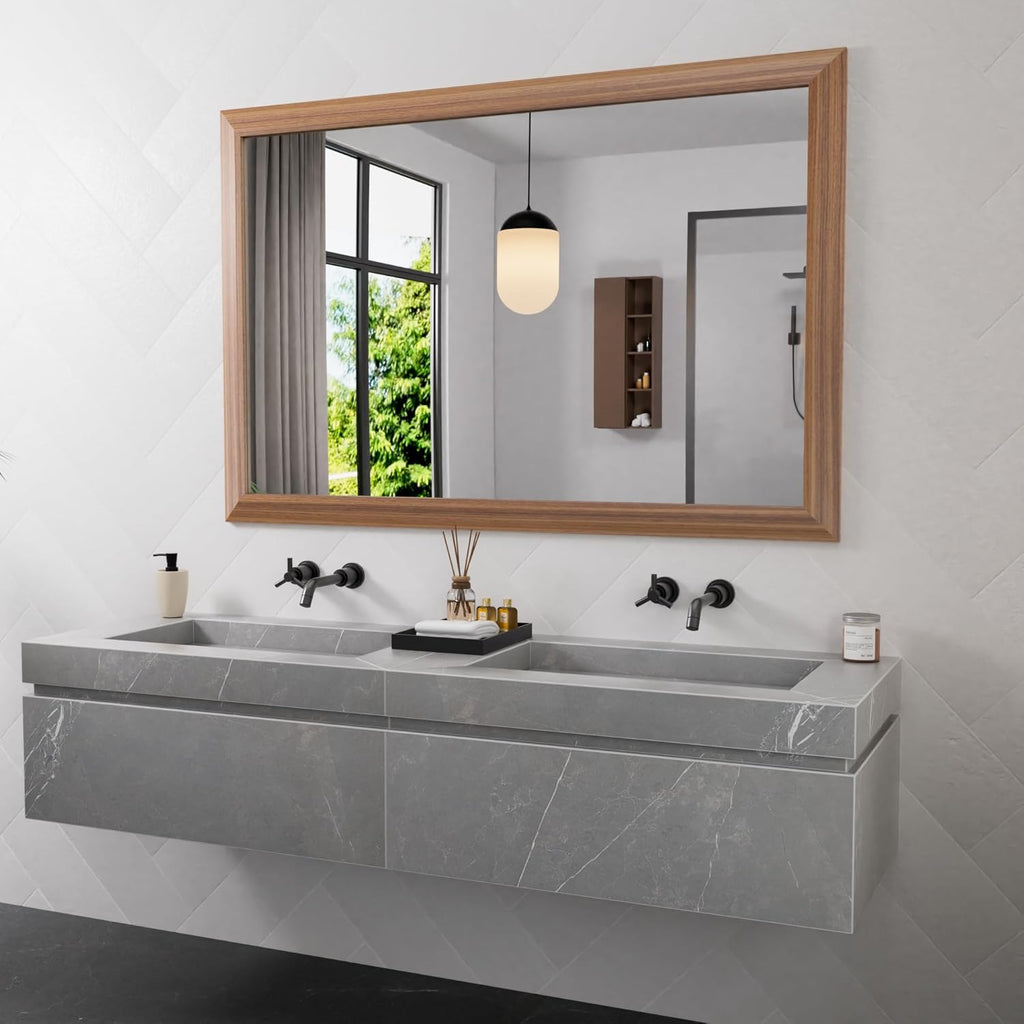 Mirrorae Bathroom Wall Mirror 36 x 32 Inch, Black