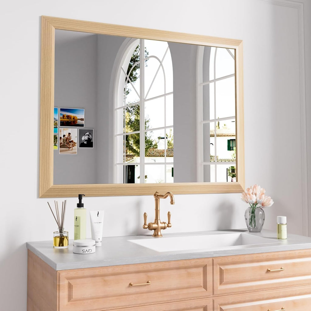 Mirrorae Bathroom Wall Mirror 36 x 32 Inch, Black
