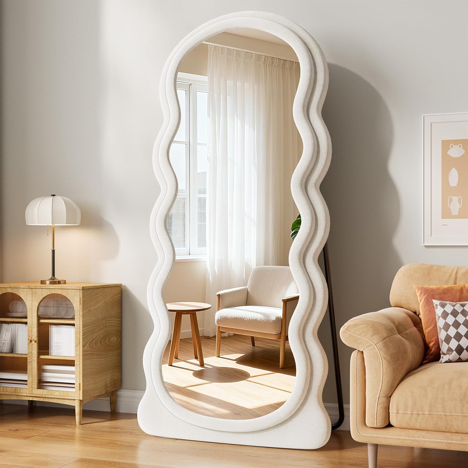 Mirrorae Irregular Wavy Full Length Mirror 63 x 24 Inch, Green