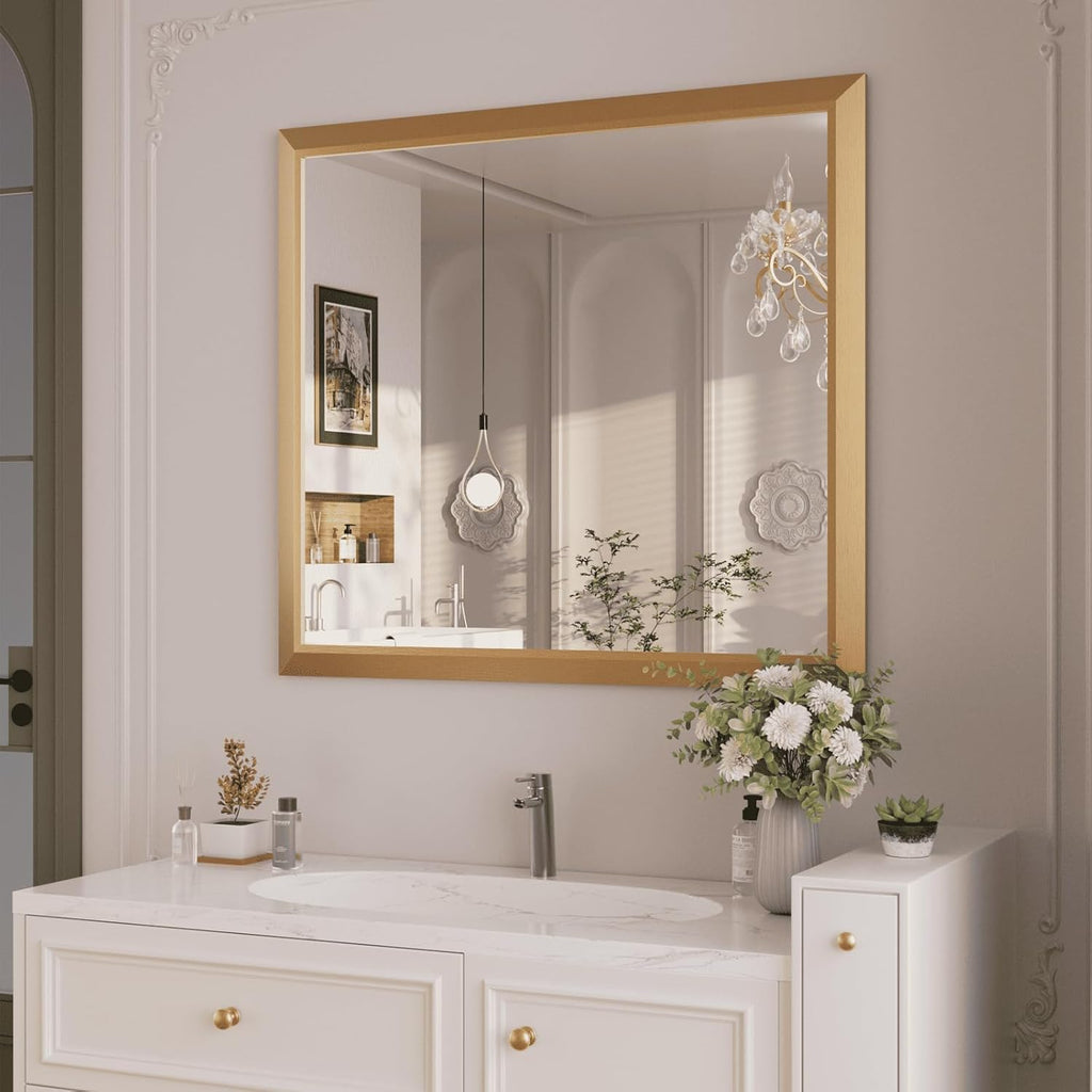 Mirrorae Bathroom Wall Mirror 36 x 32 Inch, Black