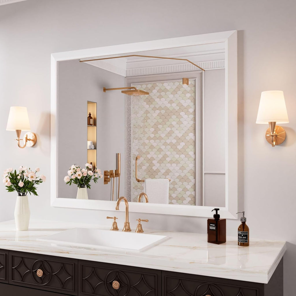 Mirrorae Bathroom Wall Mirror 36 x 32 Inch, Black