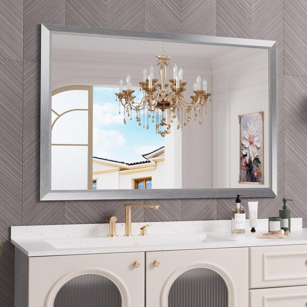 Mirrorae Bathroom Wall Mirror 36 x 32 Inch, Black