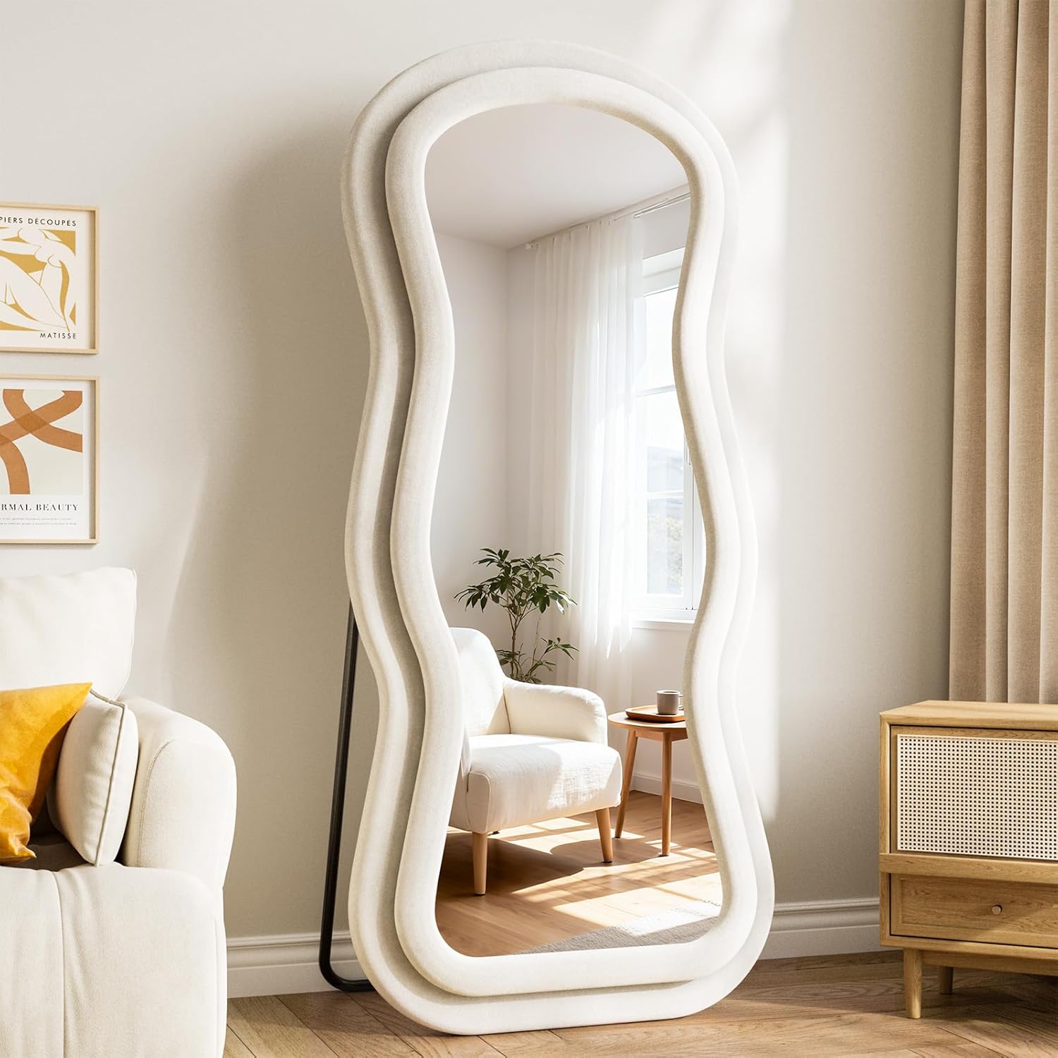 Mirrorae Irregular Wavy Full Length Mirror 63 x 24 Inch, Green