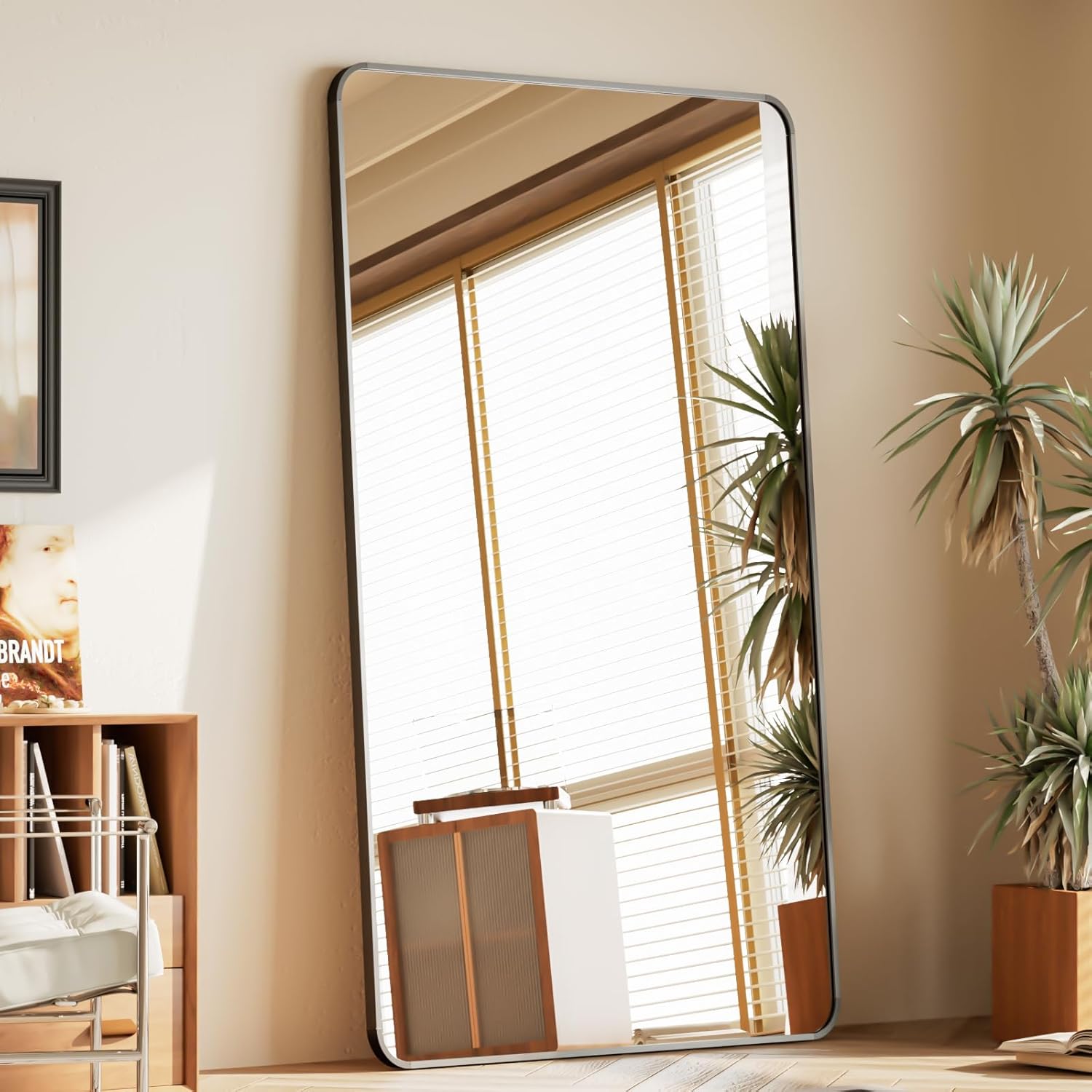 Mirrorae Full Length Floor Mirror 56 x 21 Inch, Black