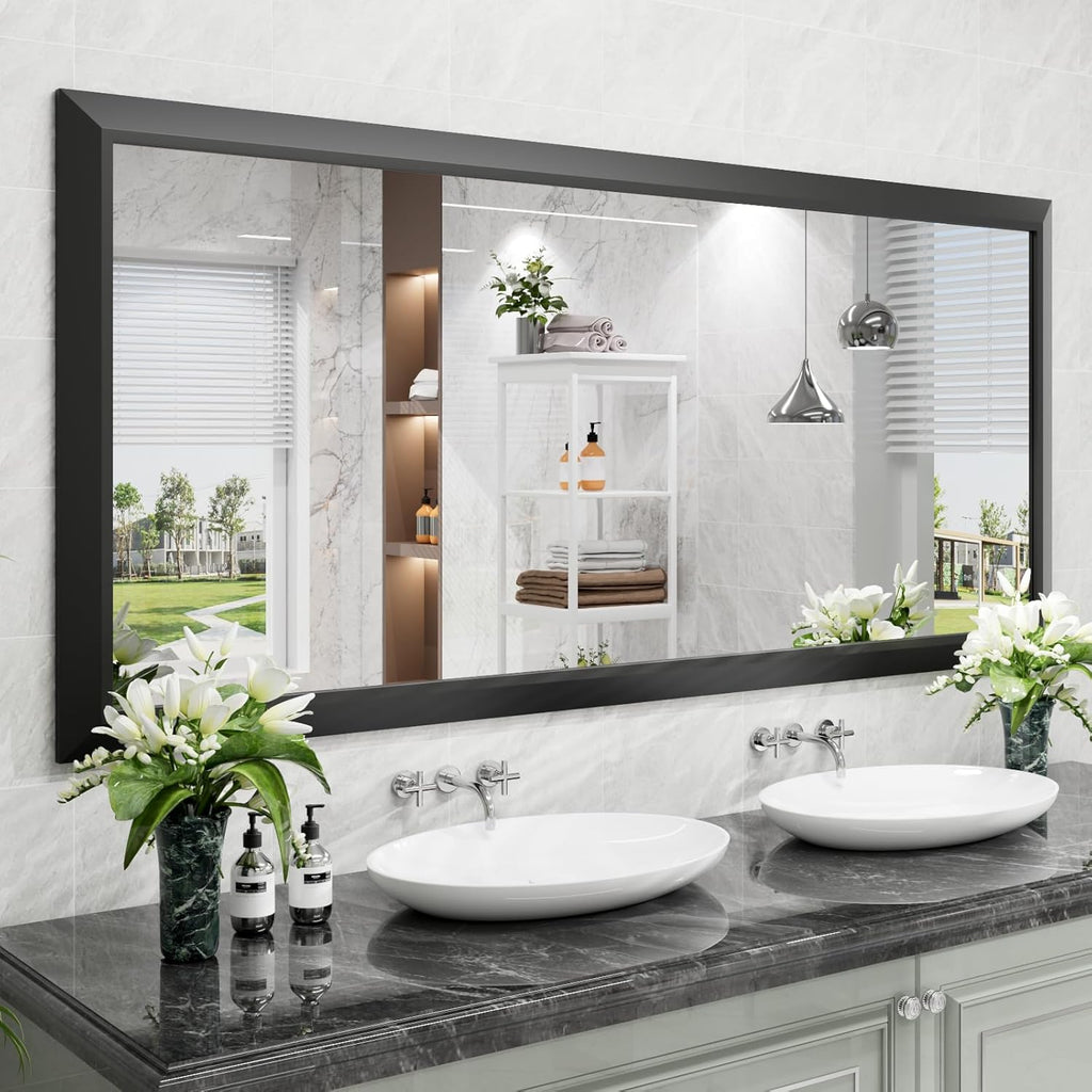 Mirrorae Bathroom Wall Mirror 36 x 32 Inch, Black