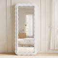 Mirrorae Rectangular Wavy Floor Mirror 63 x 24 Inch, Ivory
