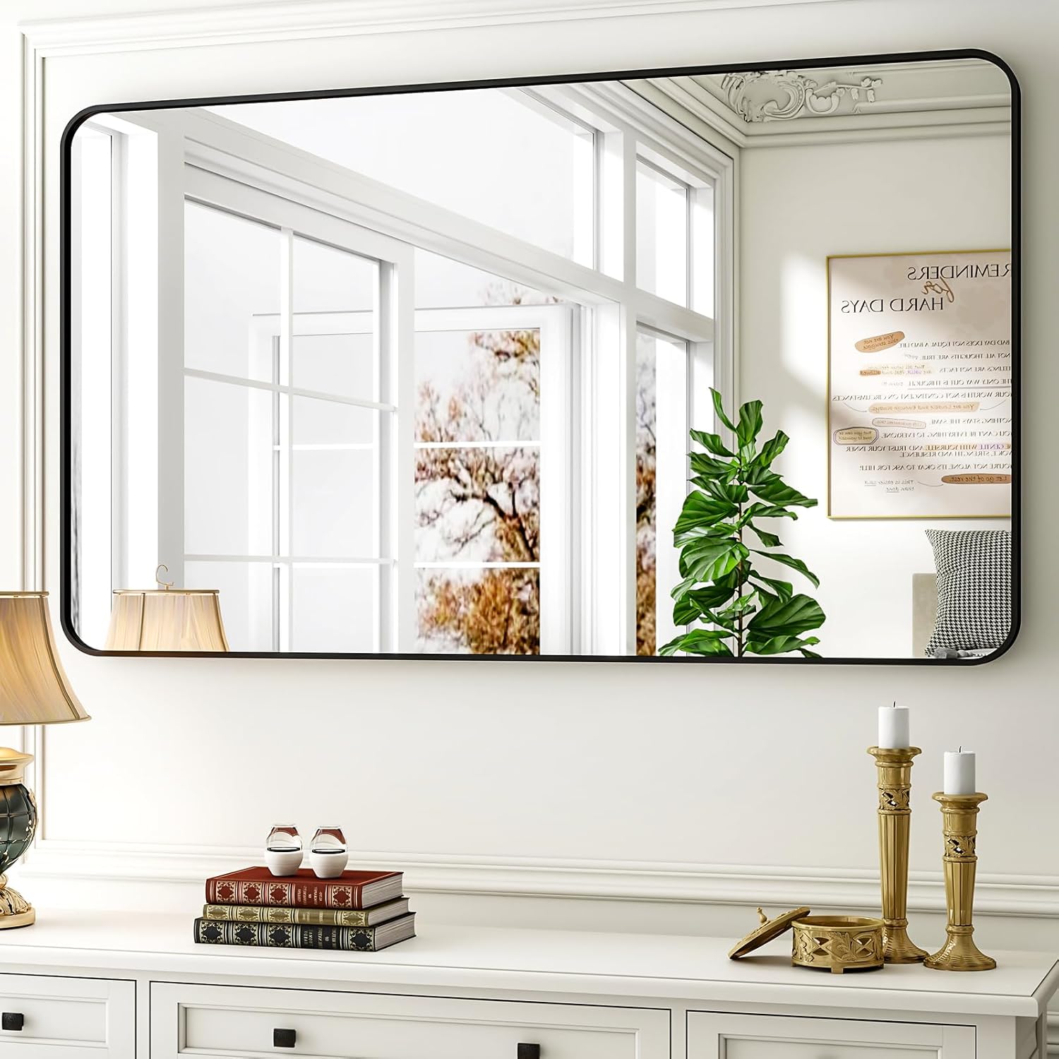 Mirrorae Bathroom Wall Mirror 48 x 30 Inch, Silver