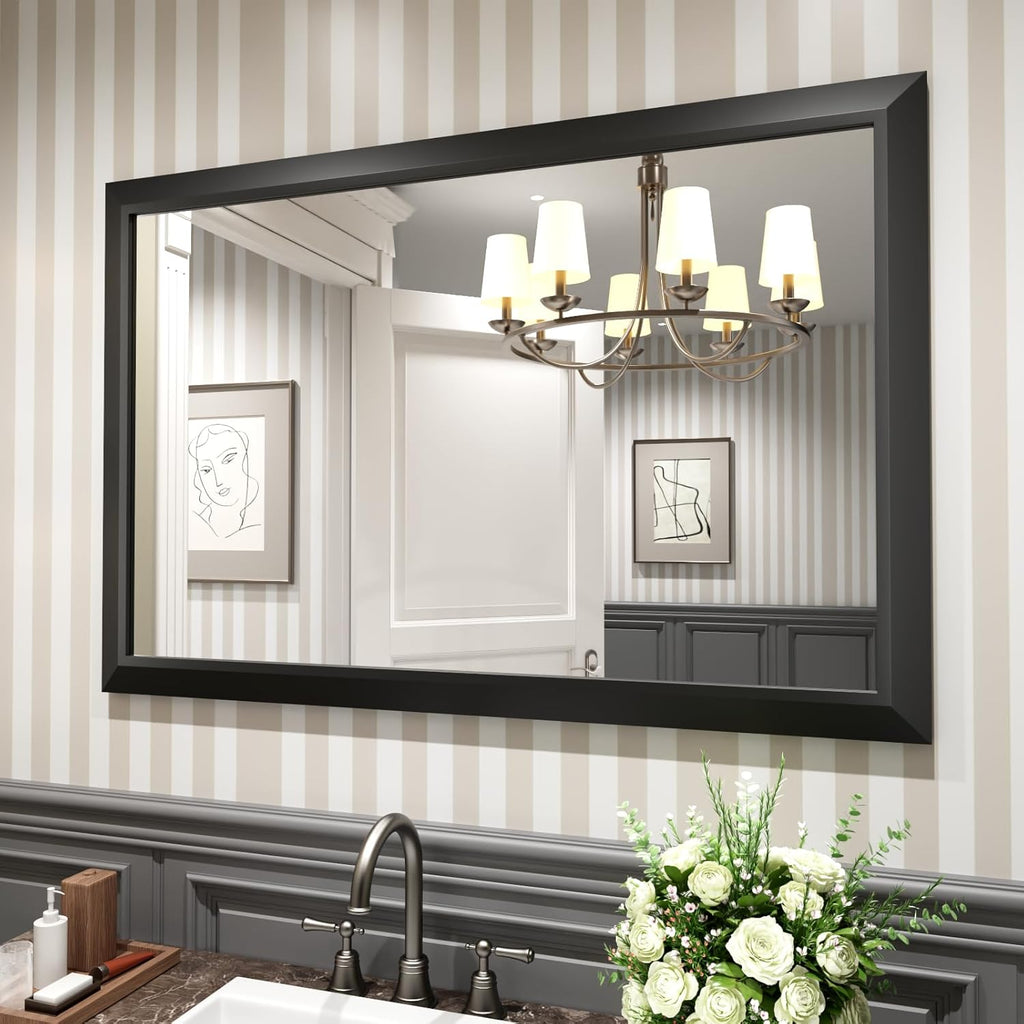 Mirrorae Bathroom Wall Mirror 36 x 32 Inch, Black