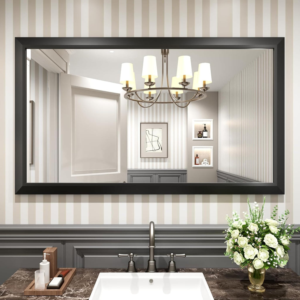 Mirrorae Bathroom Wall Mirror 36 x 32 Inch, Black