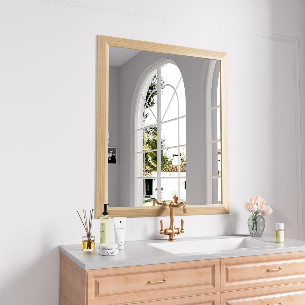 Mirrorae Bathroom Wall Mirror 36 x 32 Inch, Black