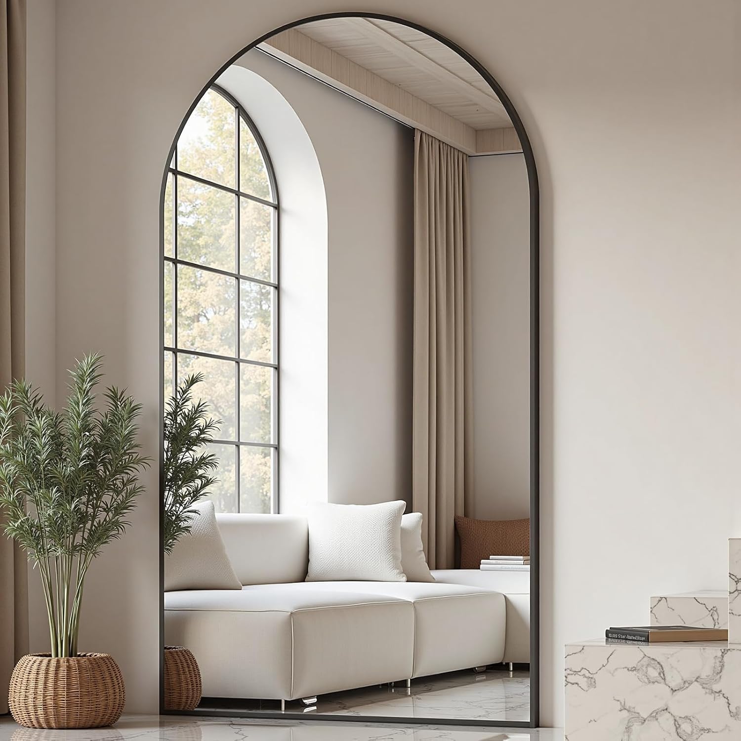 Mirrorae Arched Full Length Mirror 70 x 26 Inch, Black