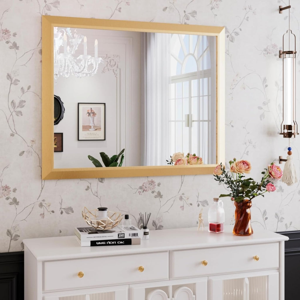 Mirrorae Bathroom Wall Mirror 36 x 32 Inch, Black