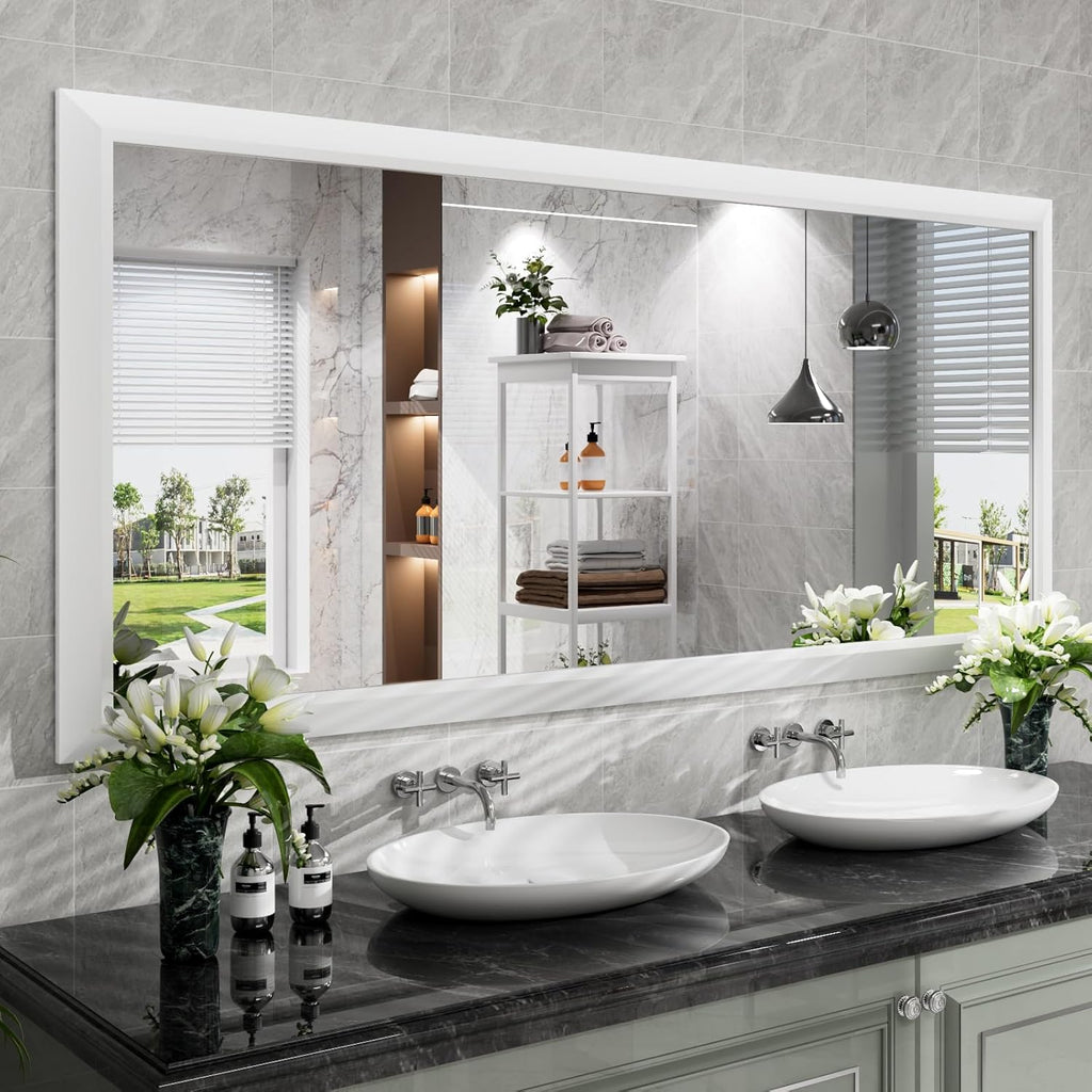 Mirrorae Bathroom Wall Mirror 36 x 32 Inch, Black