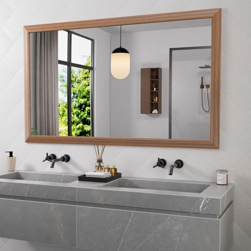 Mirrorae Bathroom Wall Mirror 36 x 32 Inch, Black