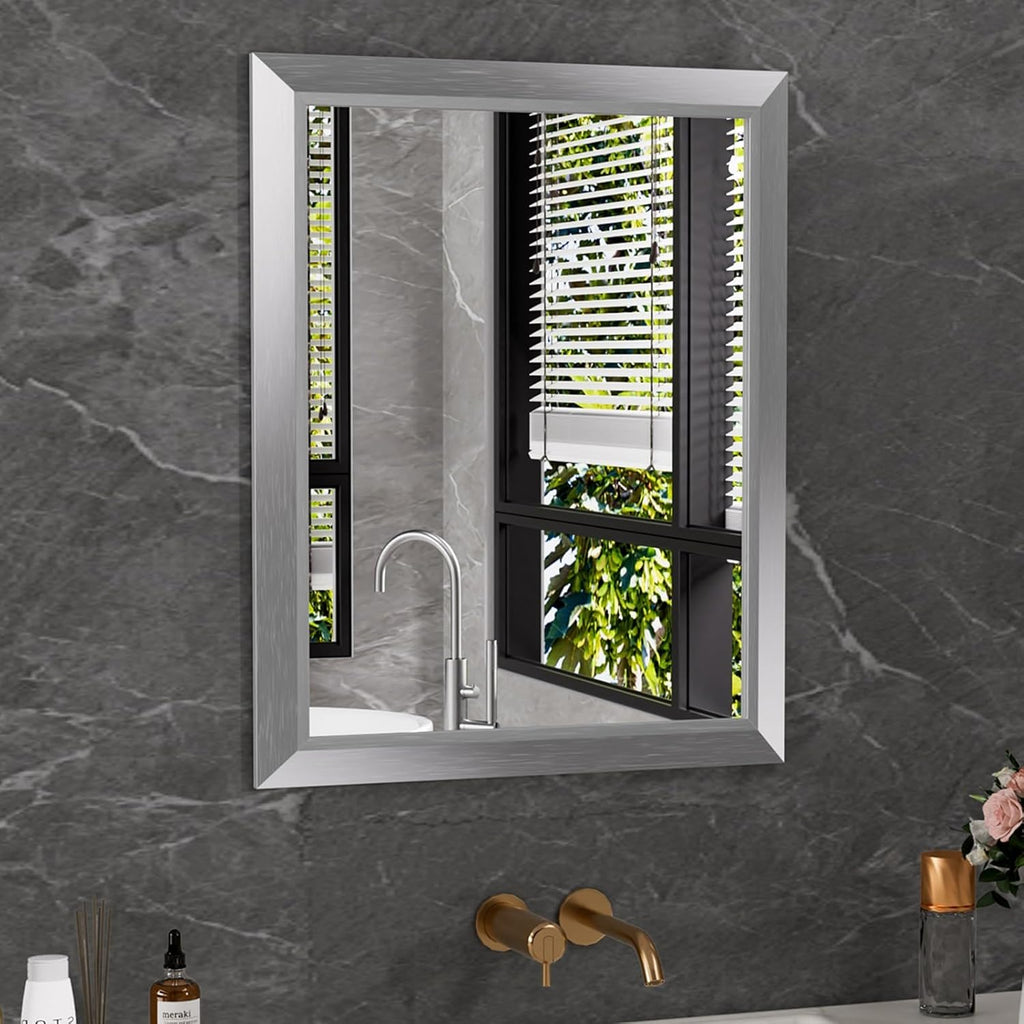 Mirrorae Bathroom Wall Mirror 36 x 32 Inch, Black
