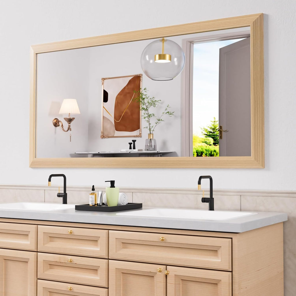 Mirrorae Bathroom Wall Mirror 36 x 32 Inch, Black