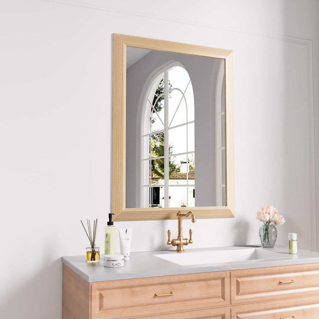Mirrorae Bathroom Wall Mirror 36 x 32 Inch, Black