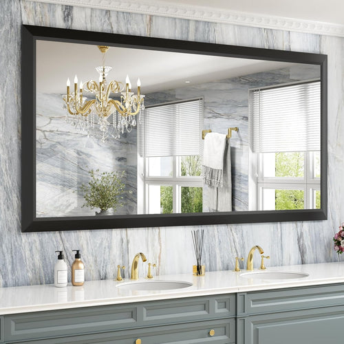 Mirrorae Bathroom Wall Mirror 36 x 32 Inch, Black