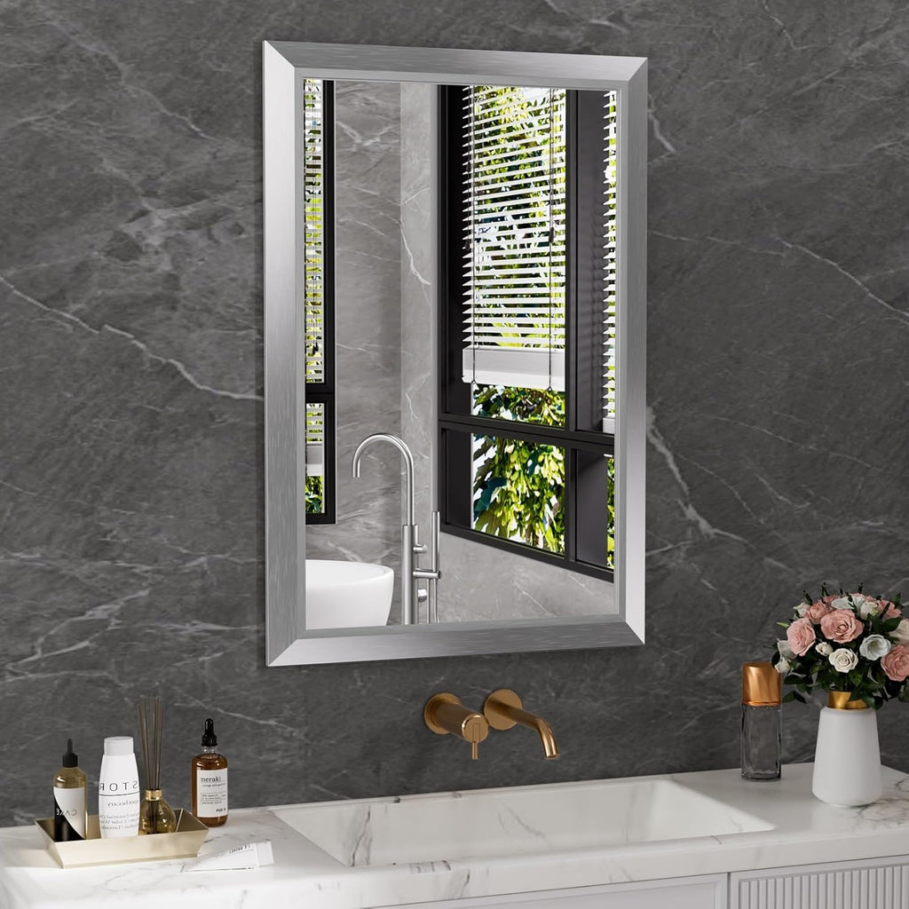 Mirrorae Bathroom Wall Mirror 36 x 32 Inch, Black