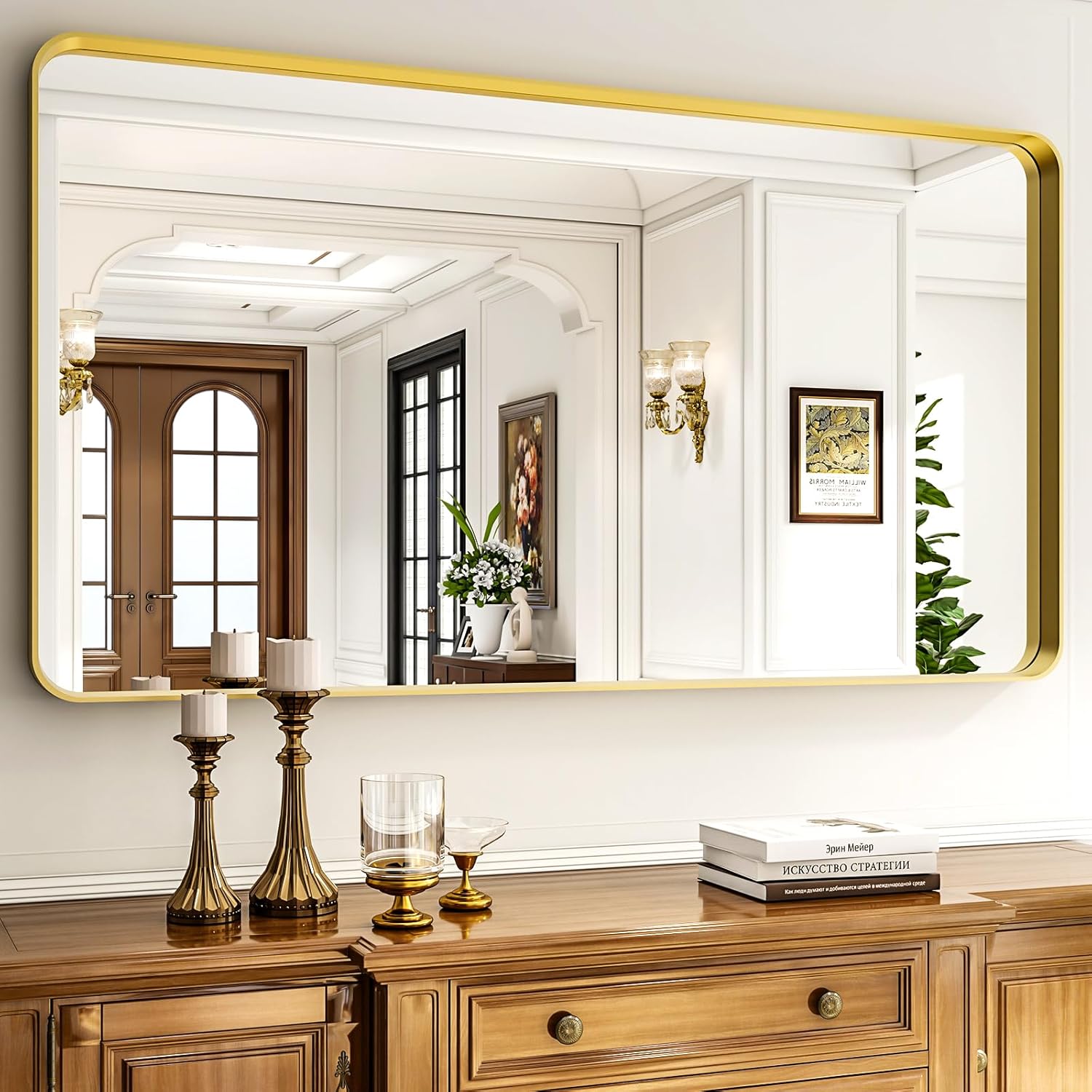 Mirrorae Bathroom Wall Mirror 48 x 30 Inch, Silver