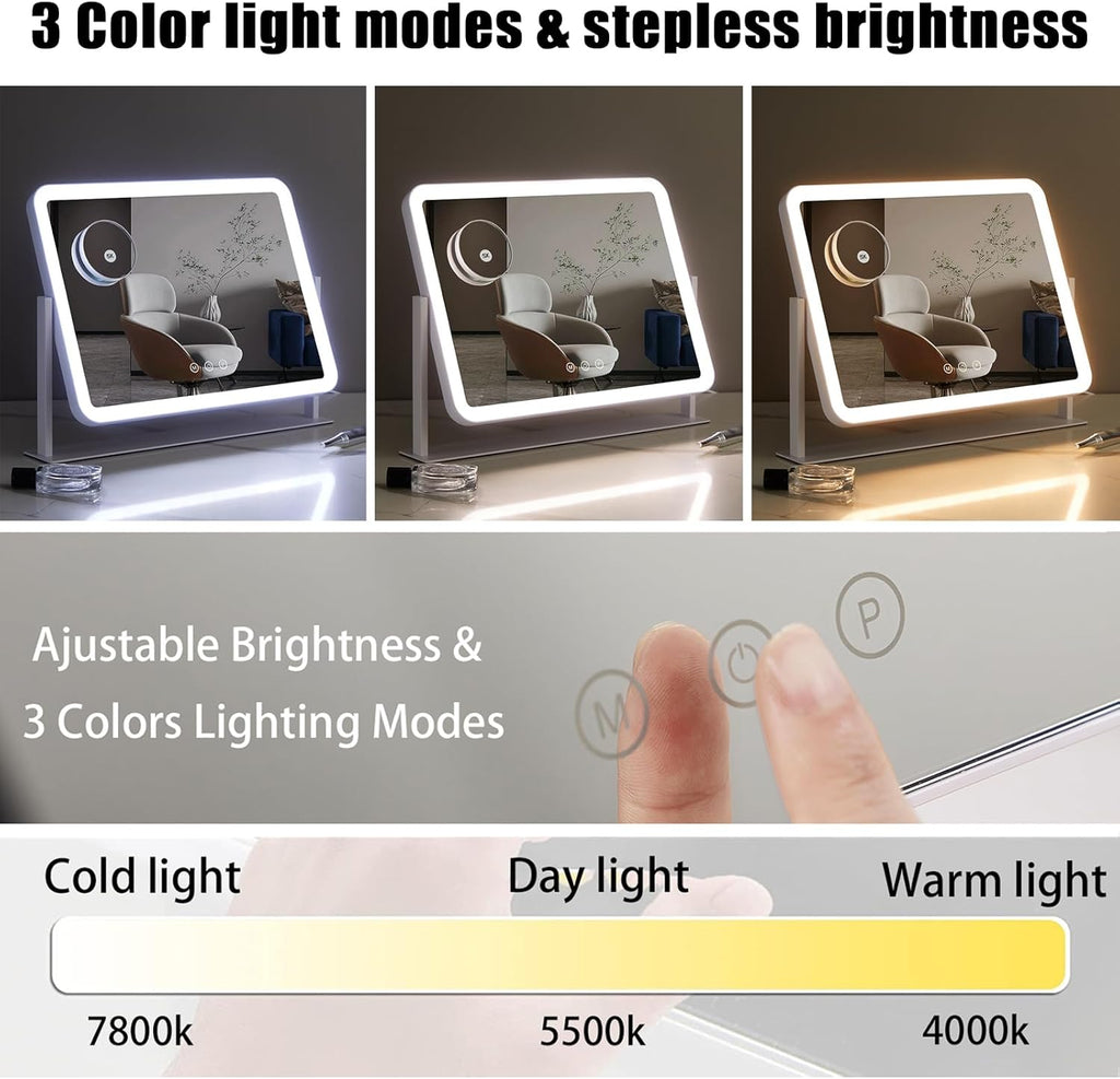 Mirrorae Vanity Mirror with Lights 17.4 x 13.5 Inch, White