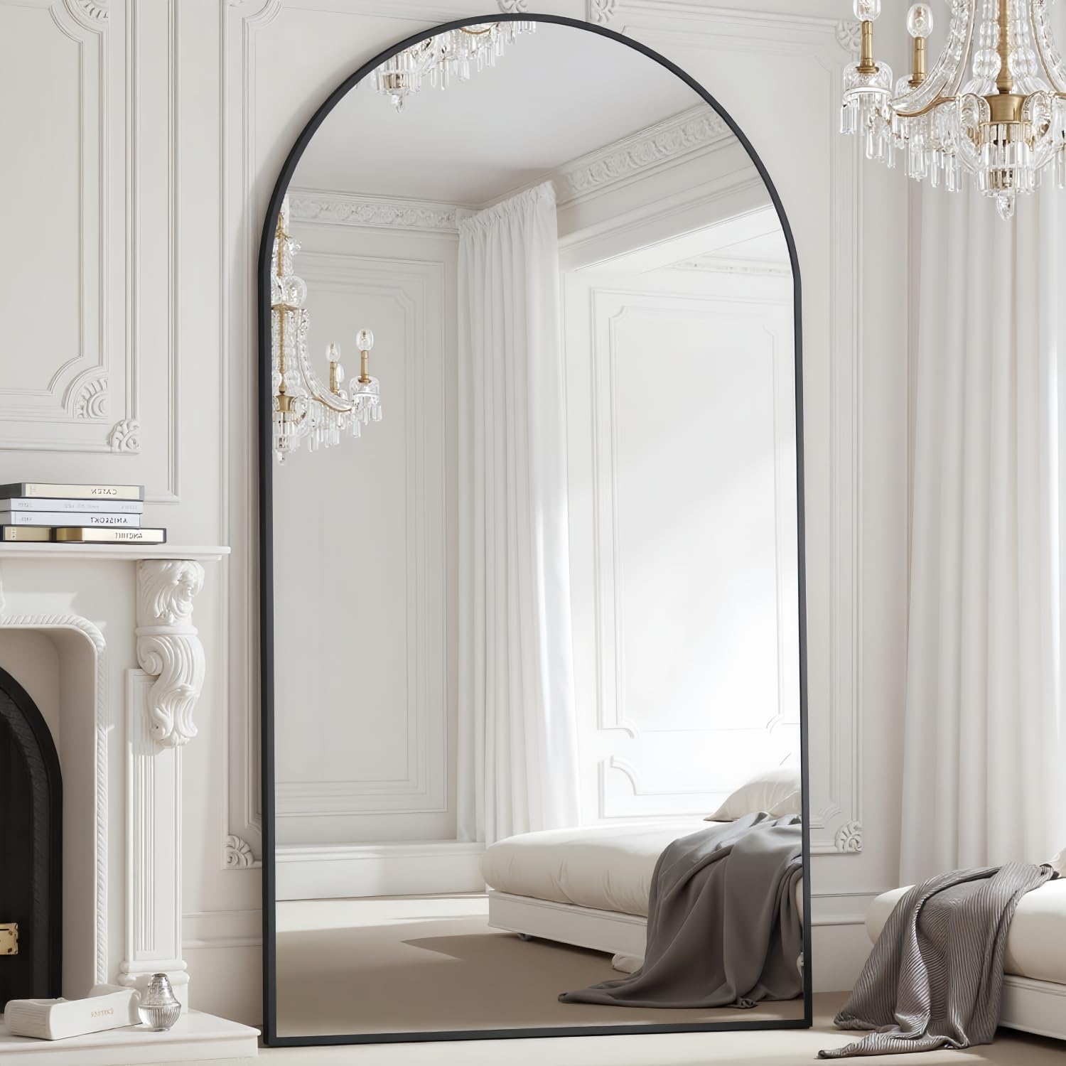 Mirrorae Arched Full Length Mirror 70 x 26 Inch, Black