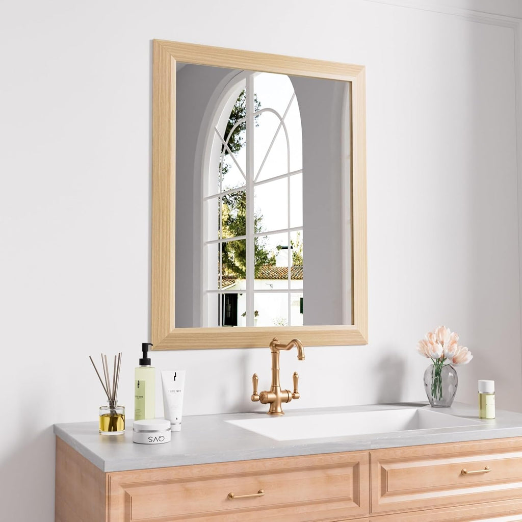 Mirrorae Bathroom Wall Mirror 36 x 32 Inch, Black
