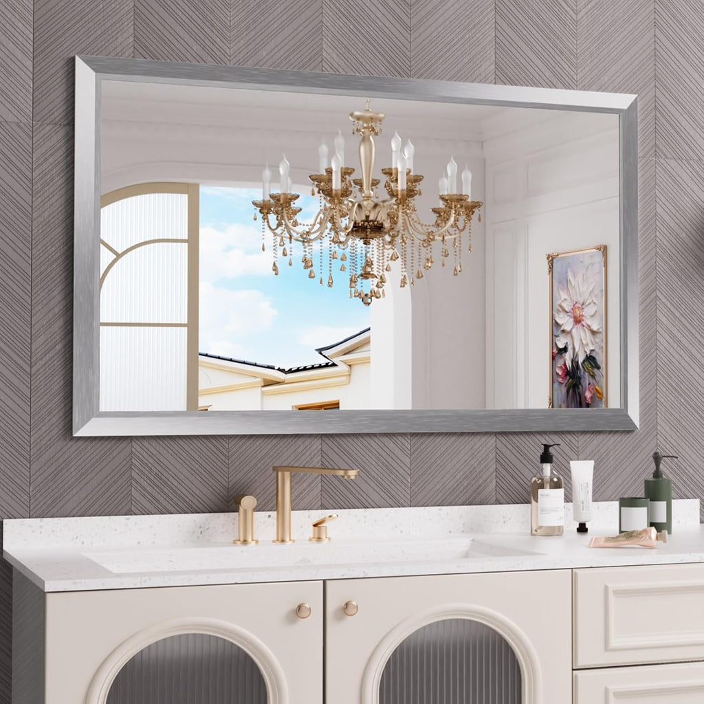 Mirrorae Bathroom Wall Mirror 36 x 32 Inch, Black