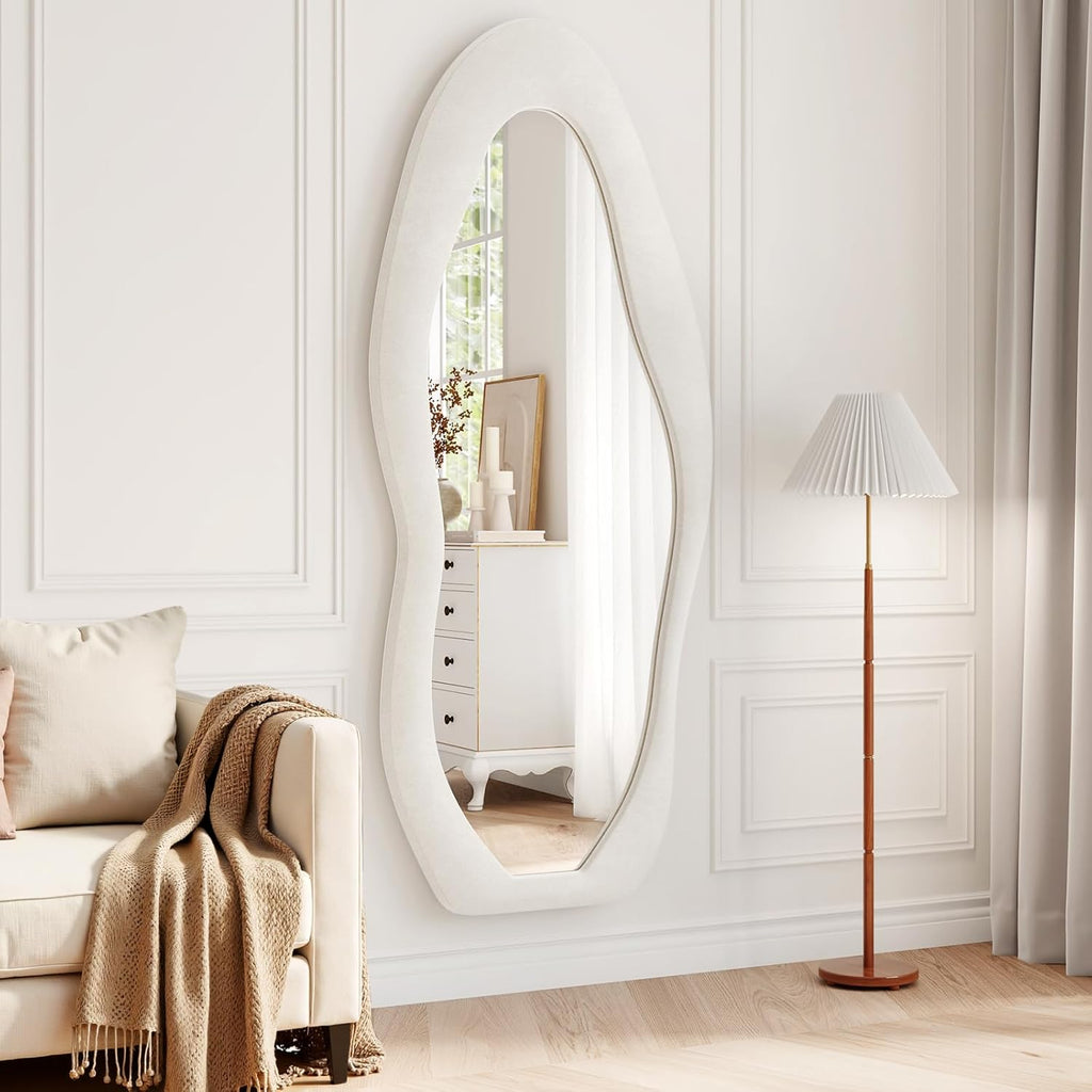 Mirrorae Irregular Wavy Full Length Mirror 63 x 24 Inch, Green