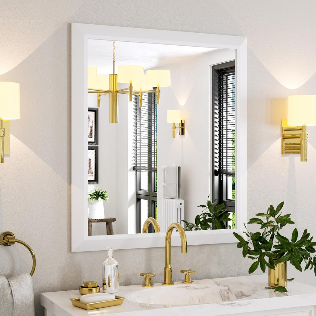 Mirrorae Bathroom Wall Mirror 36 x 32 Inch, Black