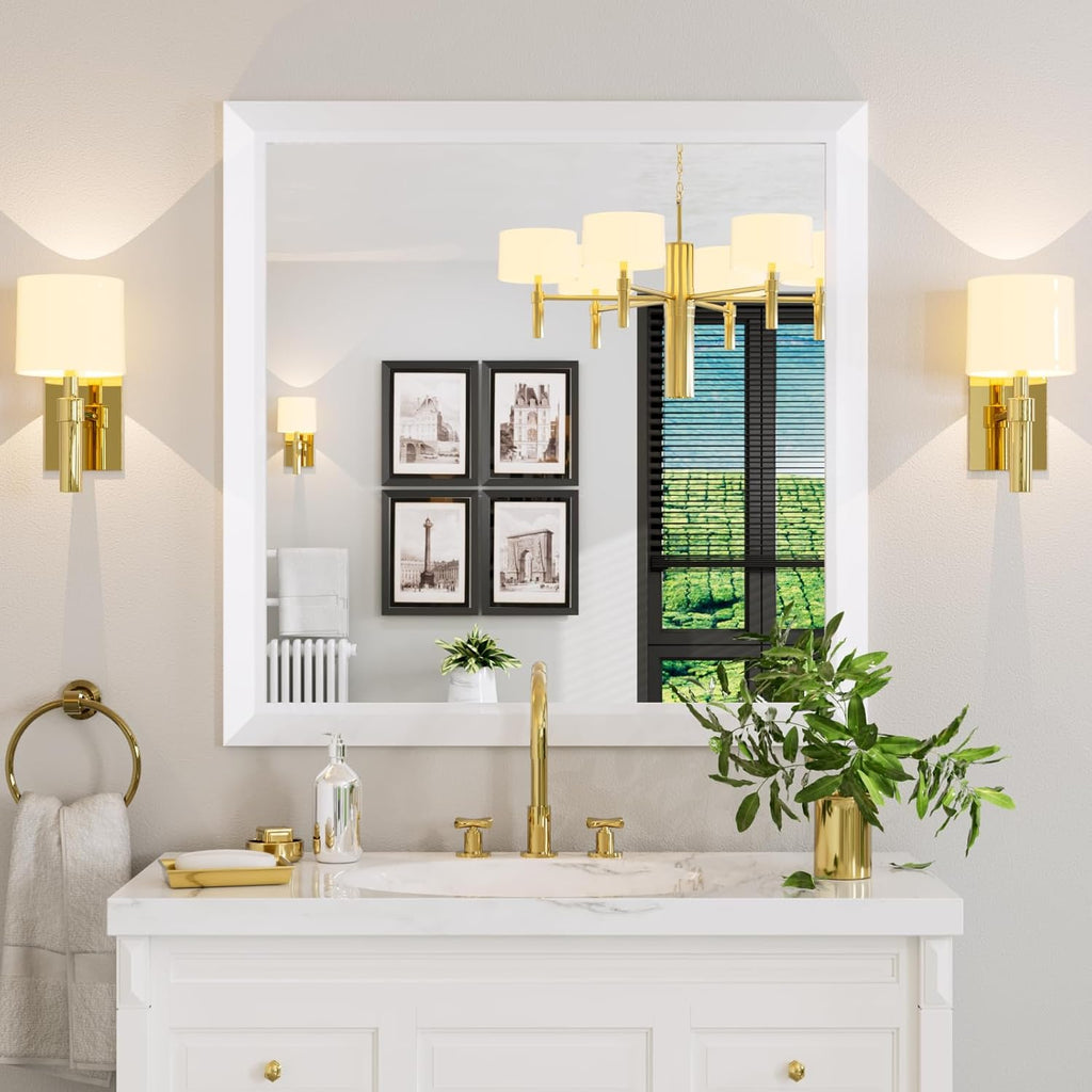 Mirrorae Bathroom Wall Mirror 36 x 32 Inch, Black