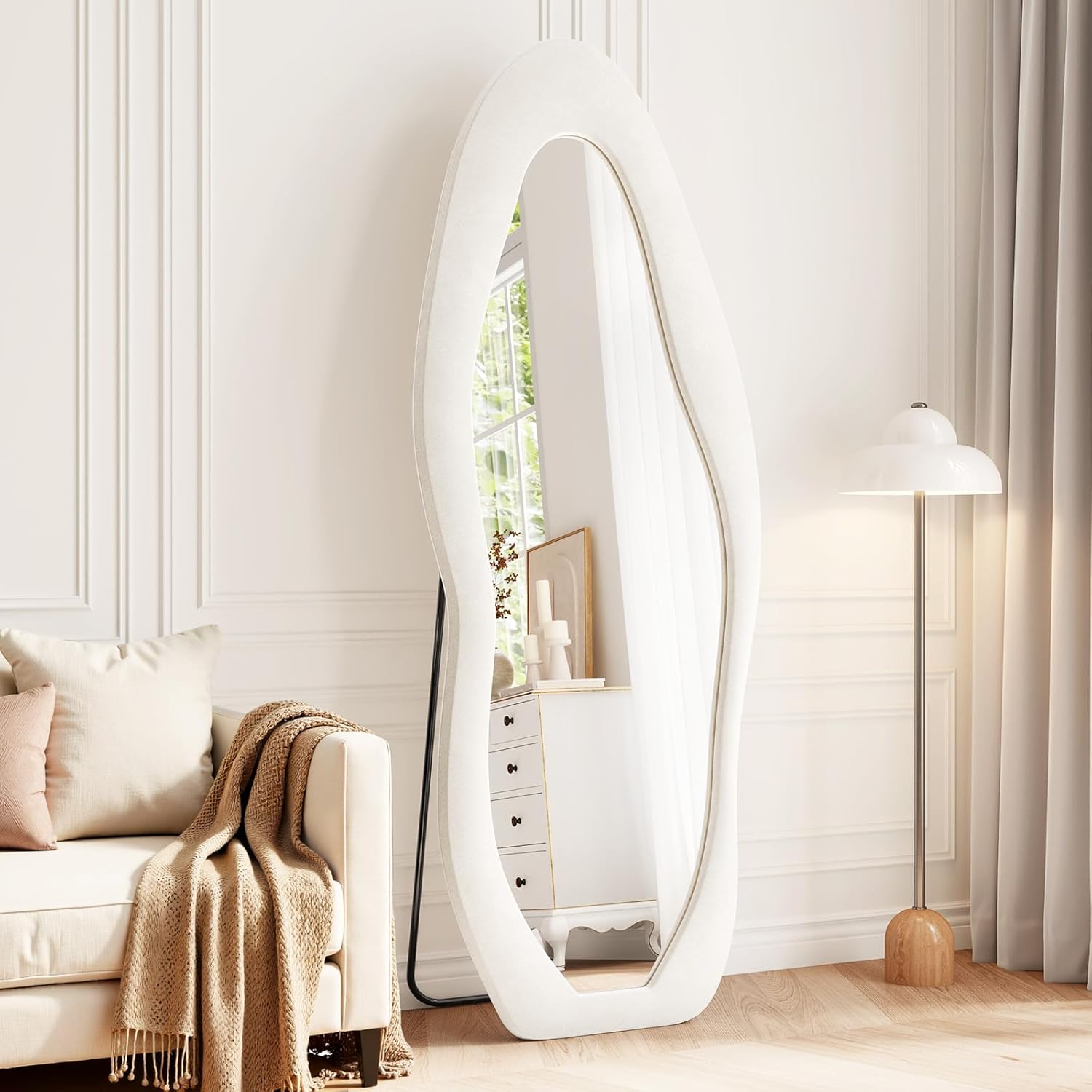 Mirrorae Irregular Wavy Full Length Mirror 63 x 24 Inch, Green