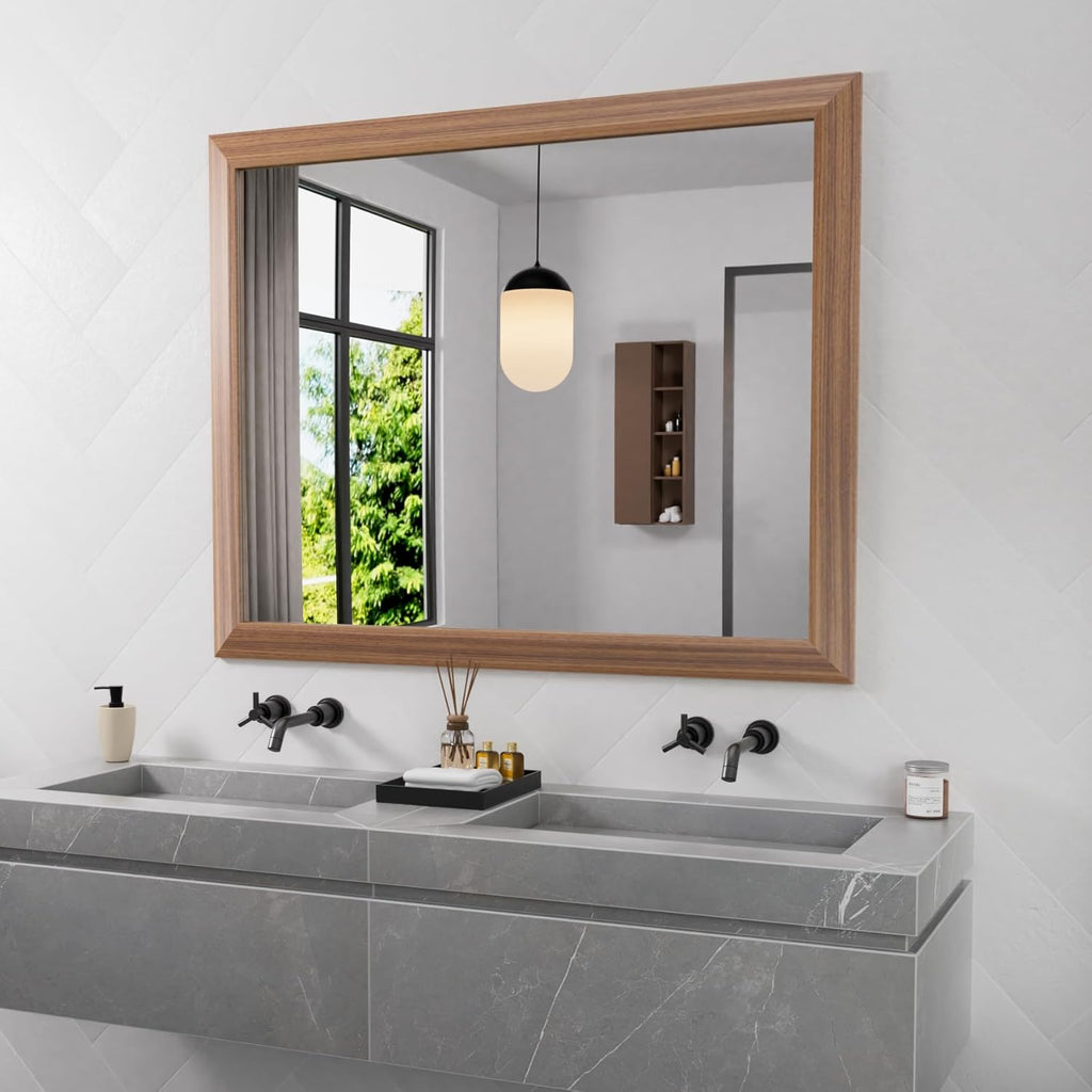 Mirrorae Bathroom Wall Mirror 36 x 32 Inch, Black