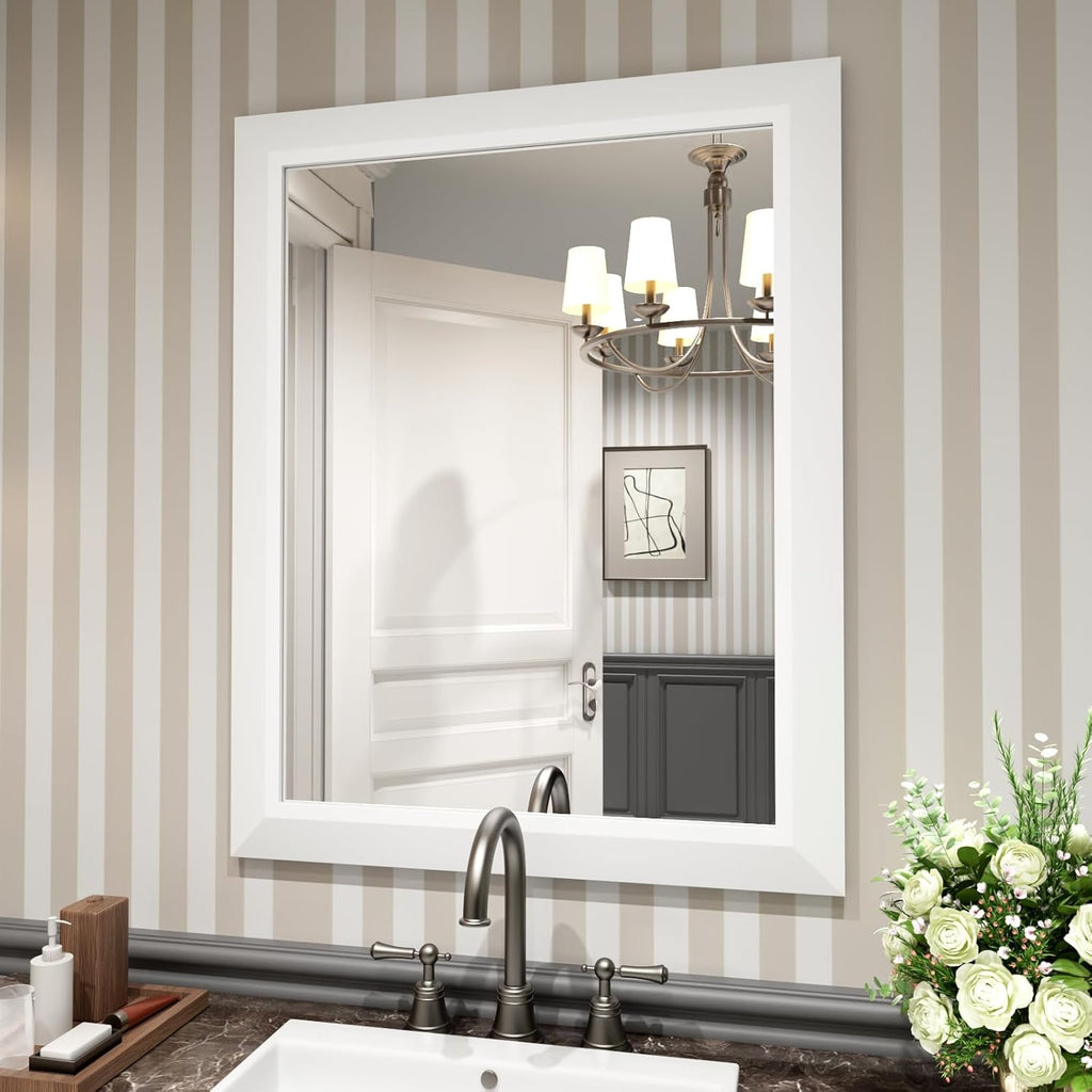 Mirrorae Bathroom Wall Mirror 36 x 32 Inch, Black
