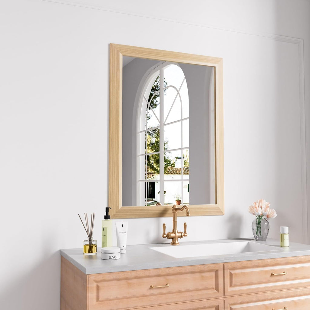 Mirrorae Bathroom Wall Mirror 36 x 32 Inch, Black