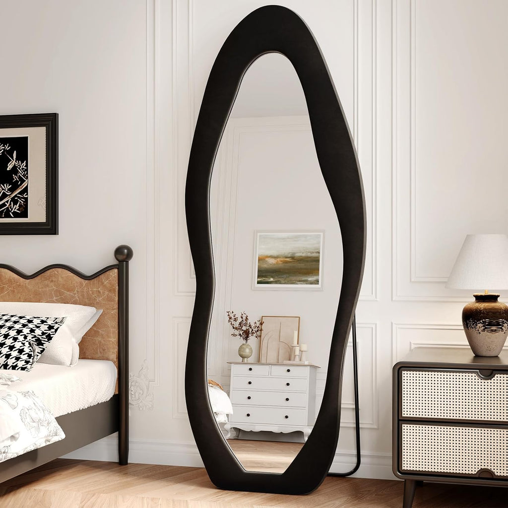 Mirrorae Irregular Wavy Full Length Mirror 63 x 24 Inch, Green