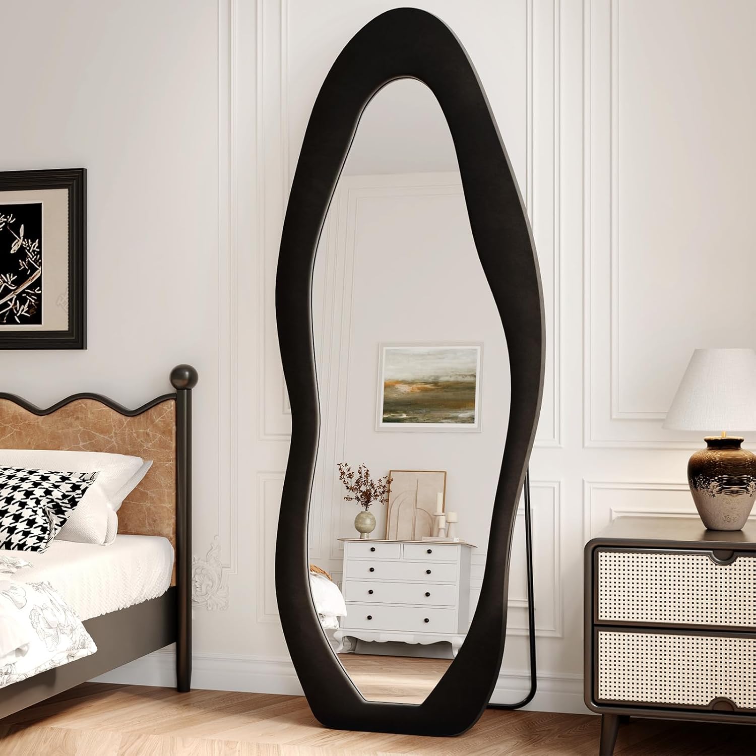 Mirrorae Irregular Wavy Full Length Mirror 63 x 24 Inch, Green