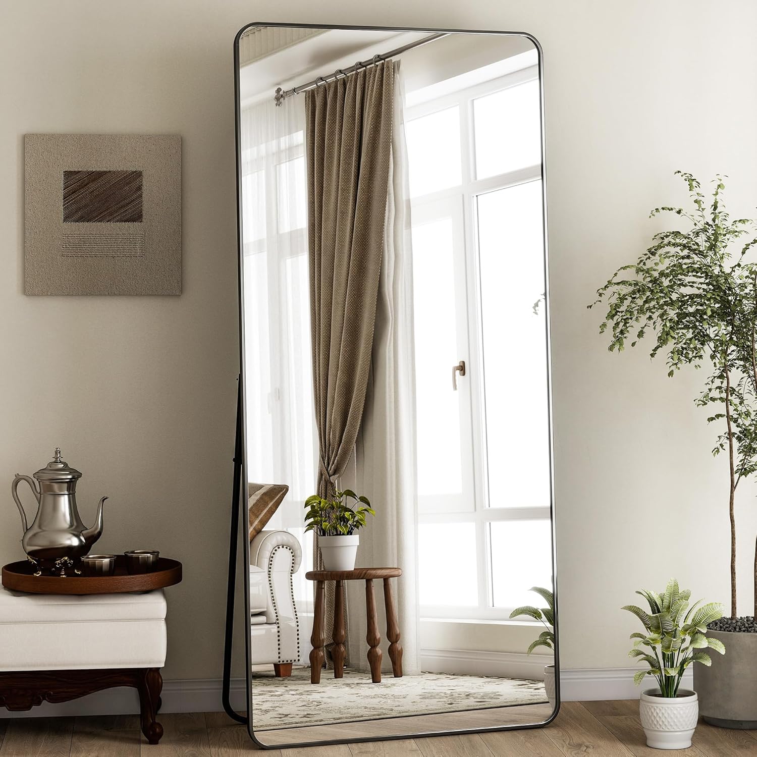 Mirrorae Full Length Floor Mirror 56 x 21 Inch, Black