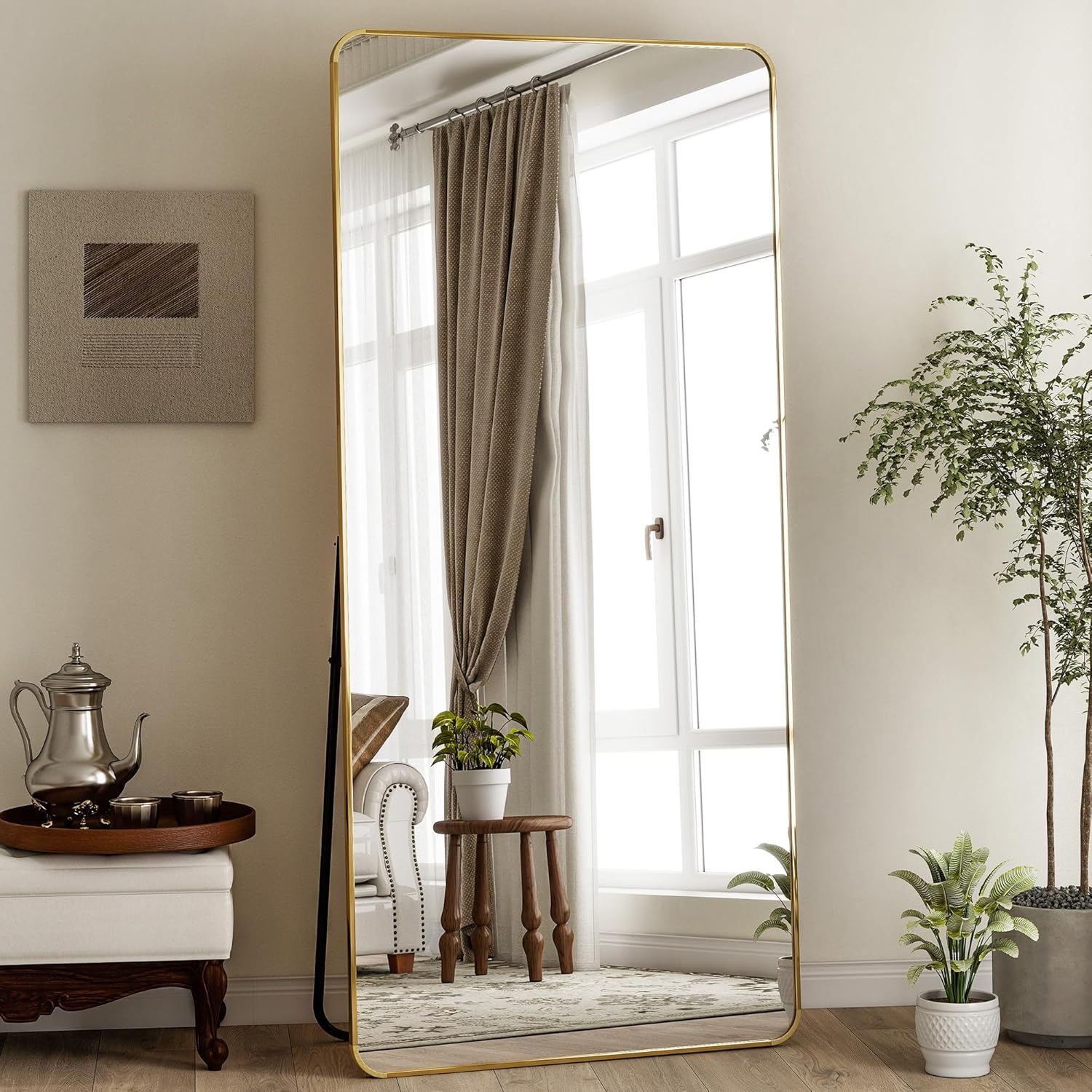 Mirrorae Full Length Floor Mirror 56 x 21 Inch, Black