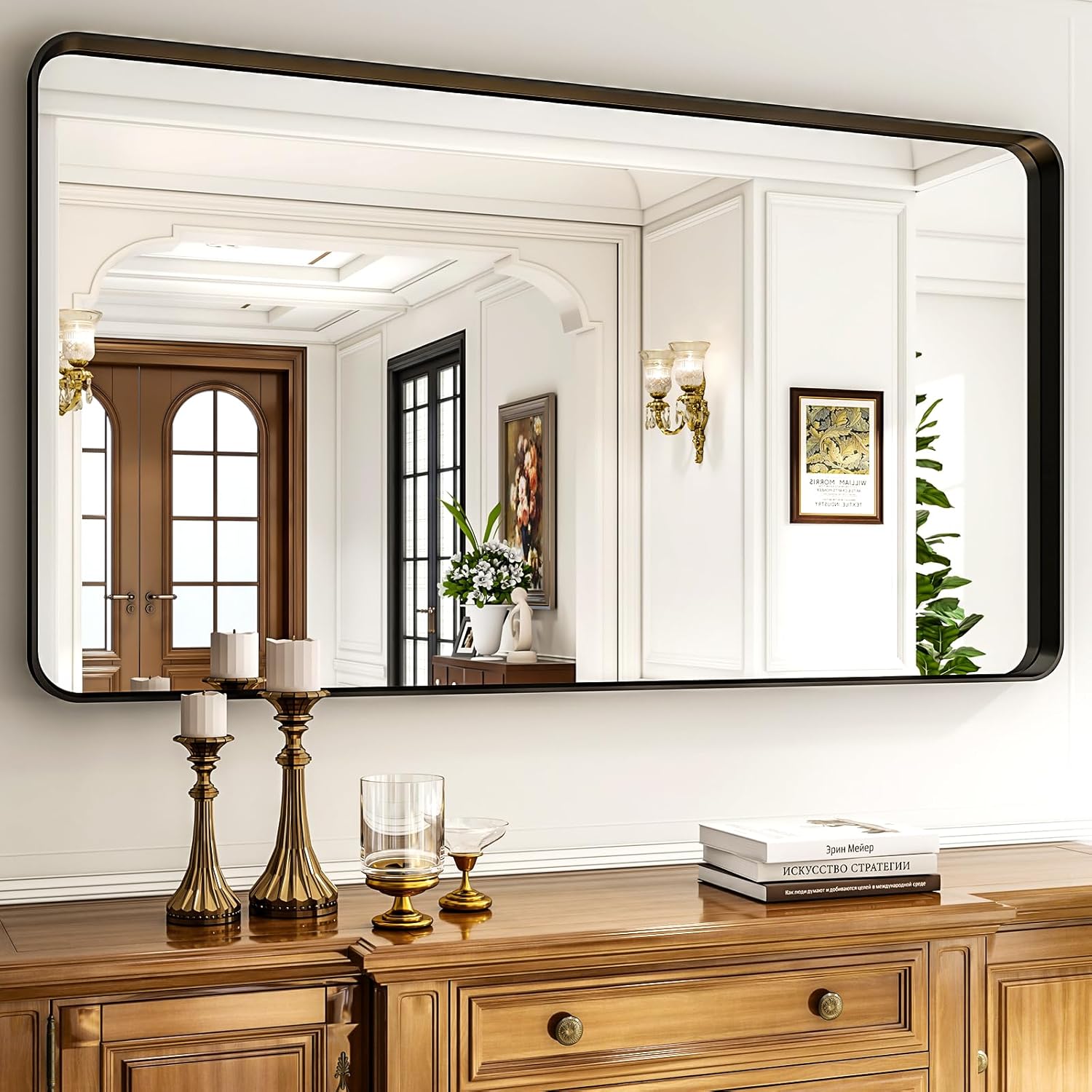 Mirrorae Bathroom Wall Mirror 48 x 30 Inch, Silver