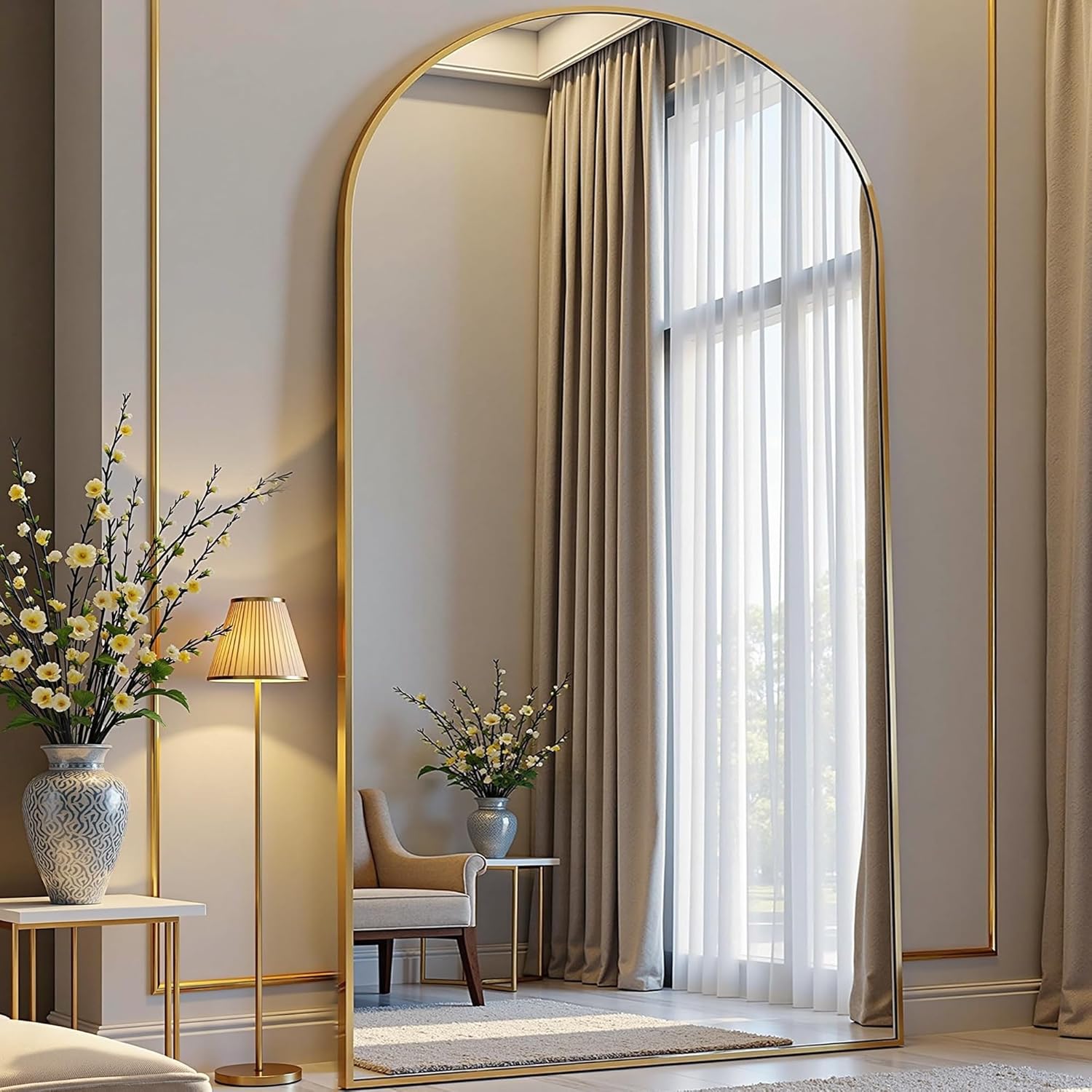 Mirrorae Arched Full Length Mirror 70 x 26 Inch, Black