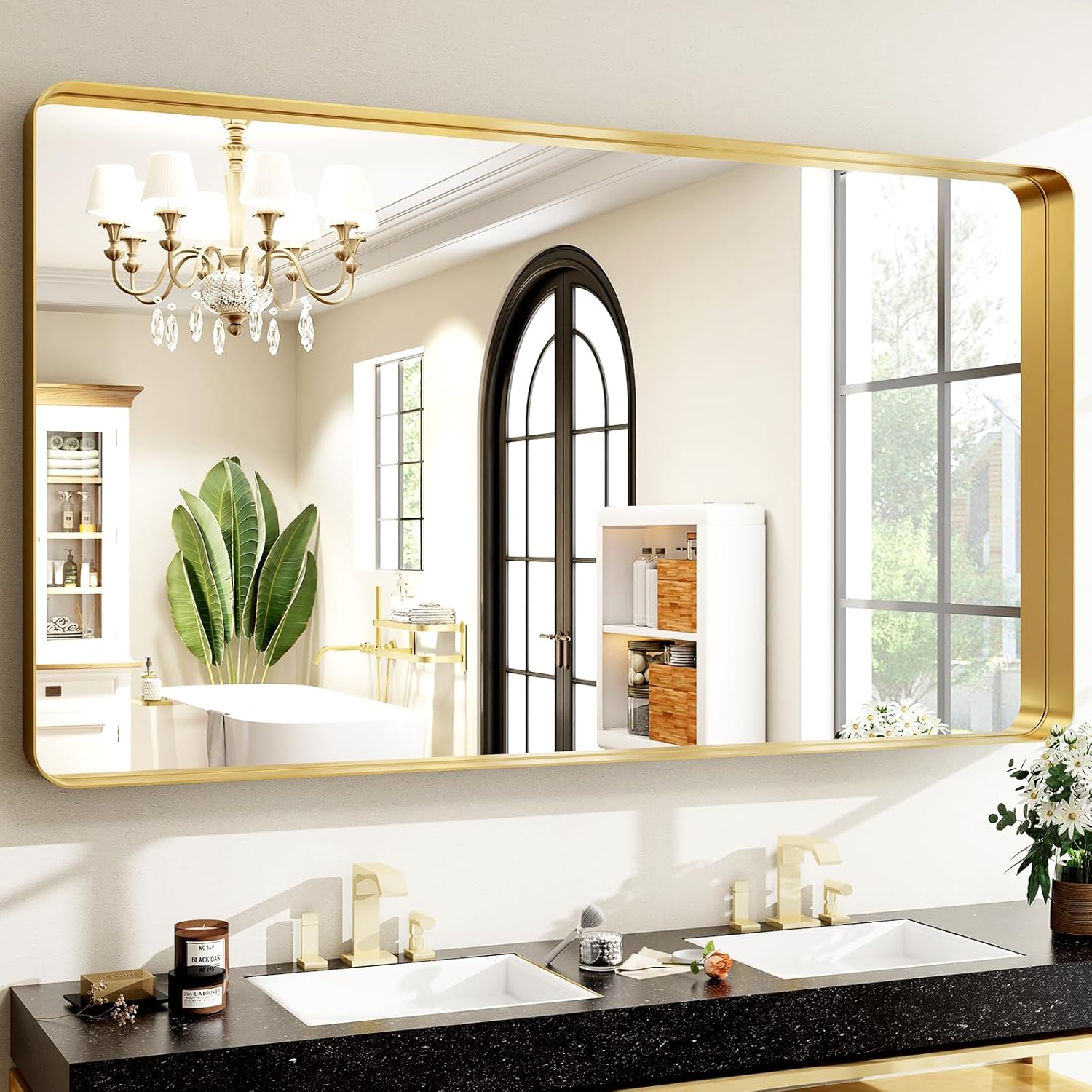 Mirrorae Bathroom Wall Mirror 48 x 30 Inch, Silver