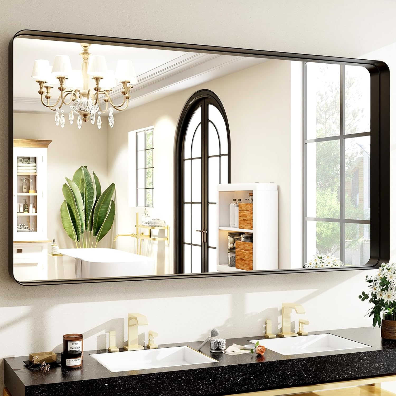 Mirrorae Bathroom Wall Mirror 48 x 30 Inch, Silver